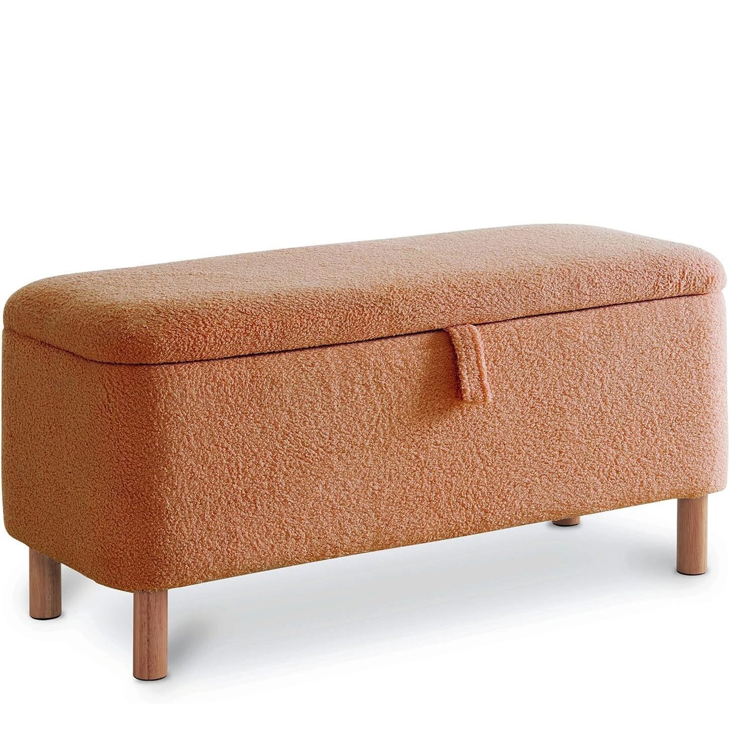 39.5” Boucle Storage Ottoman Bench – Sherpa Upholstered End-of-Bed & Entryway Seat