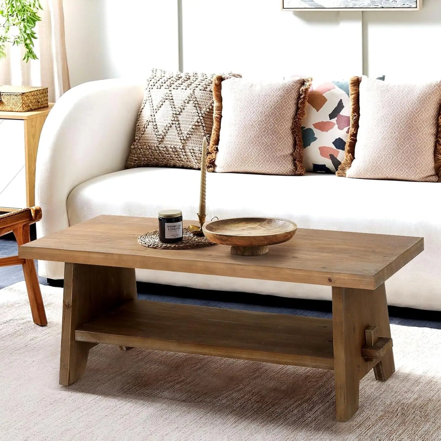 Coffee Table – Solid Firwood with Mid-Century Modern Elegance