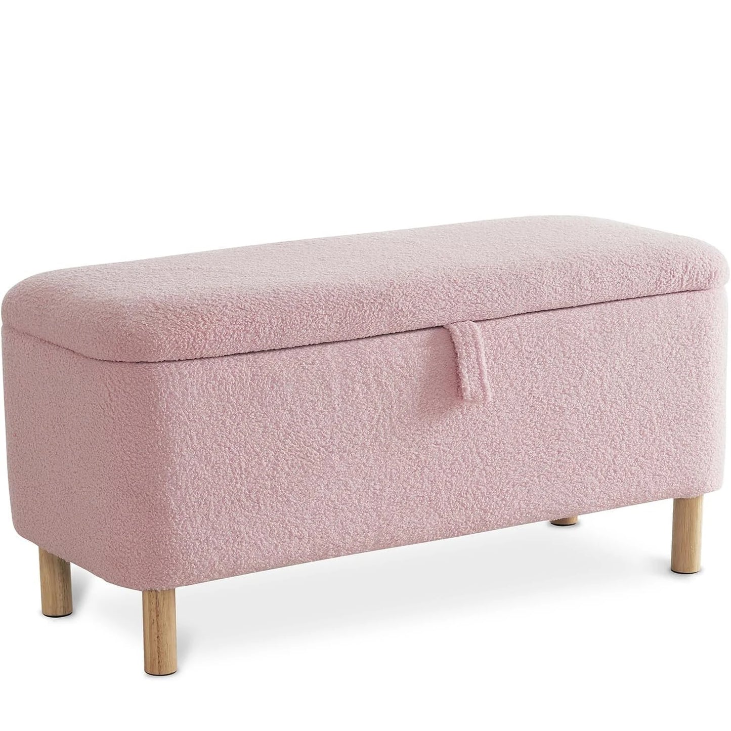 39.5” Boucle Storage Ottoman Bench – Sherpa Upholstered End-of-Bed & Entryway Seat