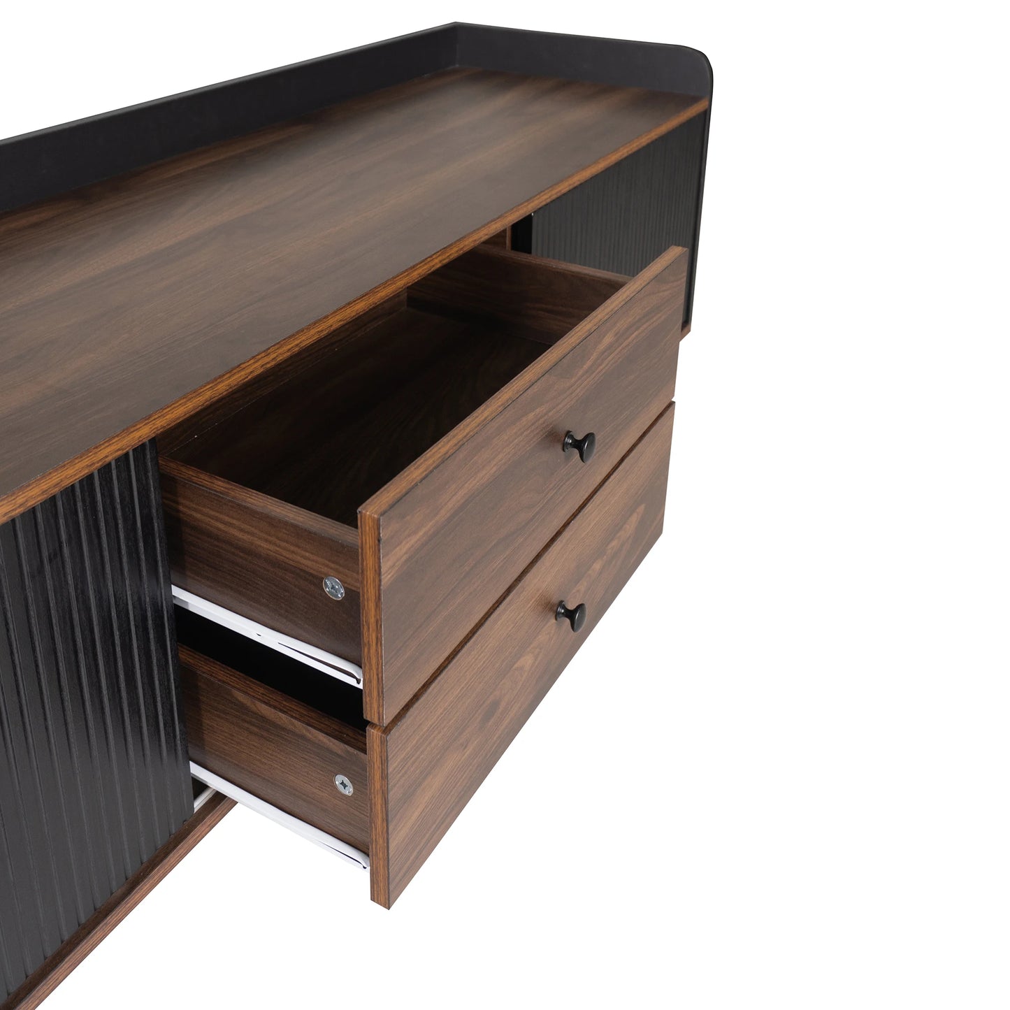 63” Mid-Century Modern TV Stand for TVs up to 70”, Wooden Entertainment Center with Cabinets & Open Storage