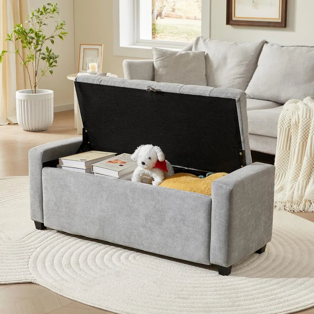 Large Storage Ottoman Bench – Upholstered Tufted Footrest for Living Room & Bedroom