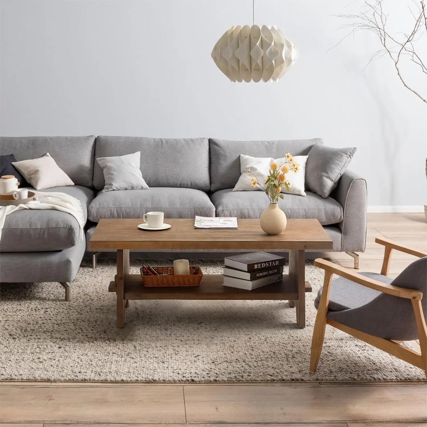 Coffee Table – Solid Firwood with Mid-Century Modern Elegance