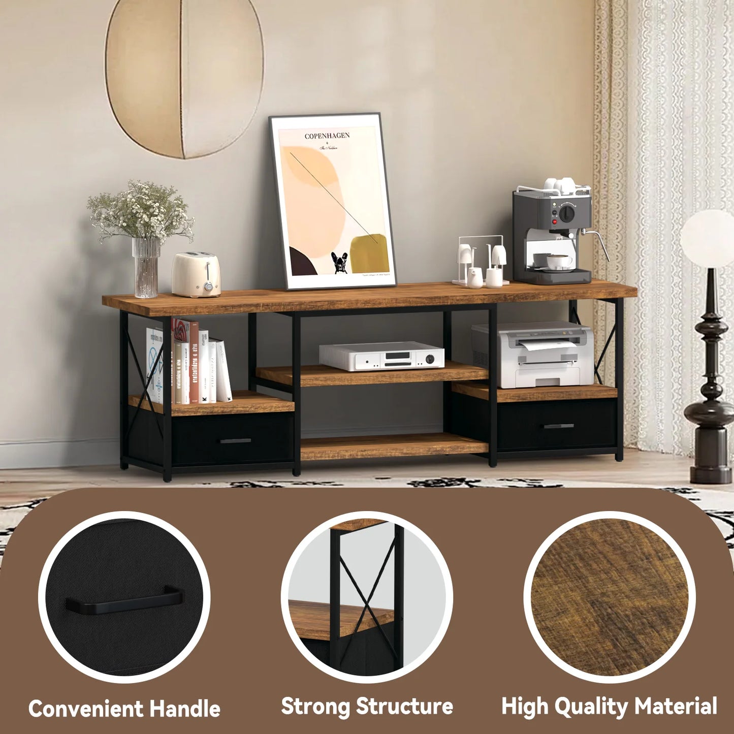 TV Stand with Fabric Drawers
