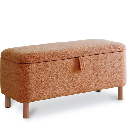 39.5” Boucle Storage Ottoman Bench – Sherpa Upholstered End-of-Bed & Entryway Seat