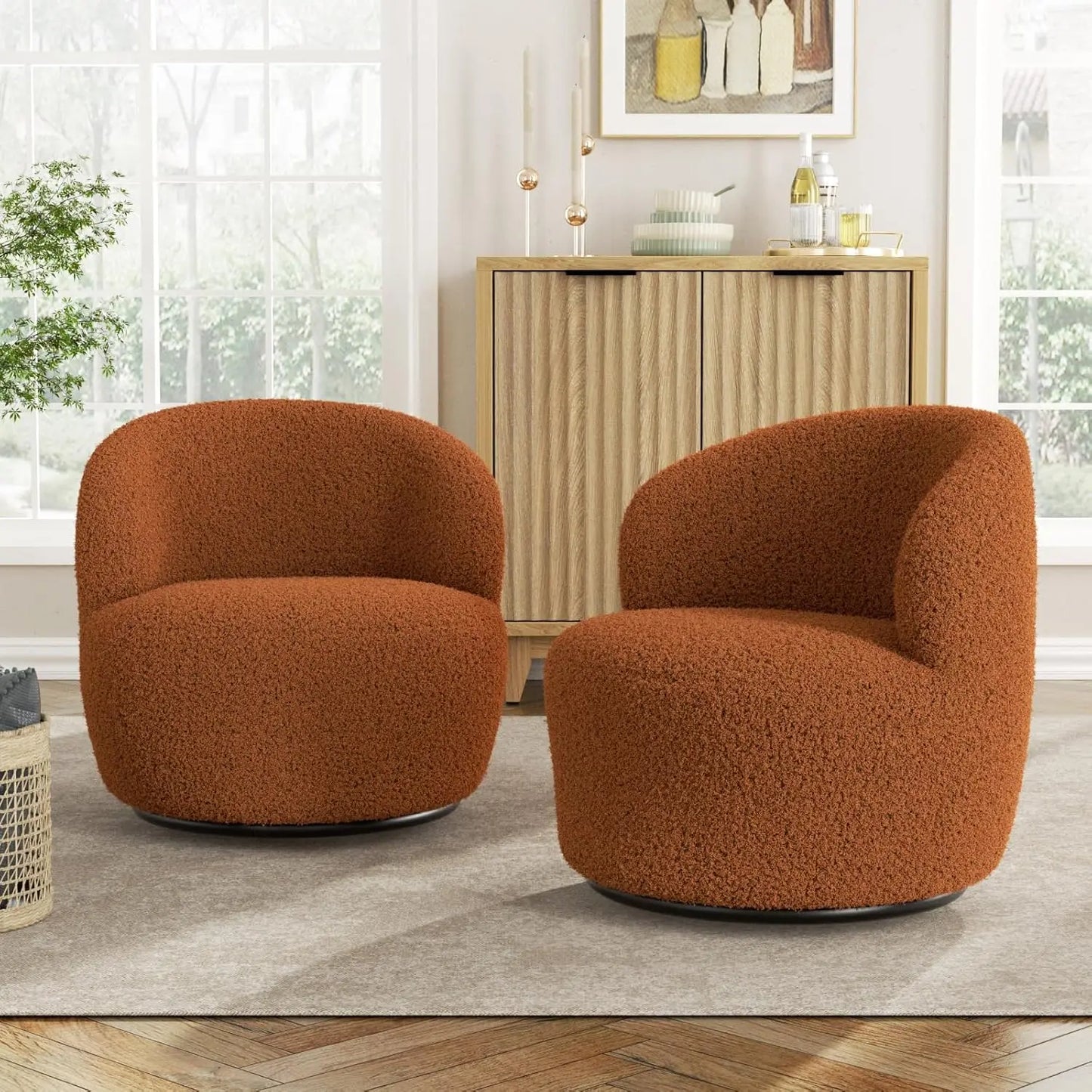 Small Barrel Chair with Soft Padded Armrests for Living Room