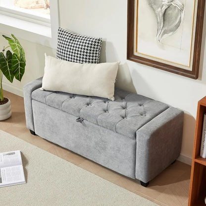 Large Storage Ottoman Bench – Upholstered Tufted Footrest for Living Room & Bedroom