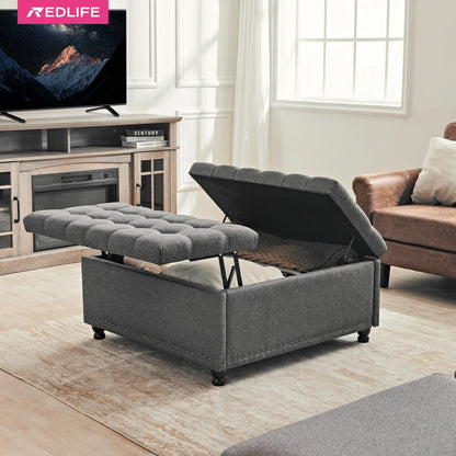 Large Square Storage Ottoman Bench with Lift-Top