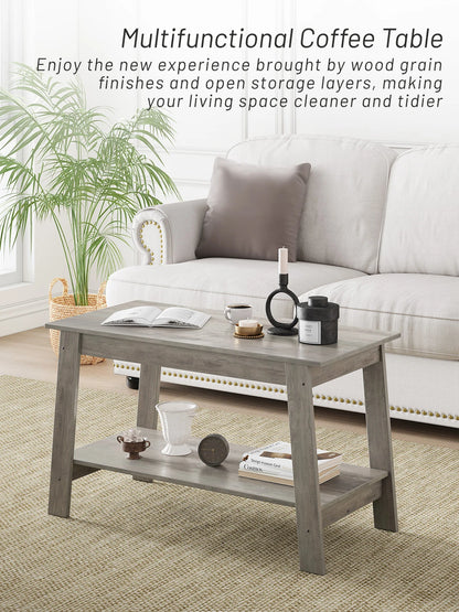 Wooden Coffee Table With Storage Shelf