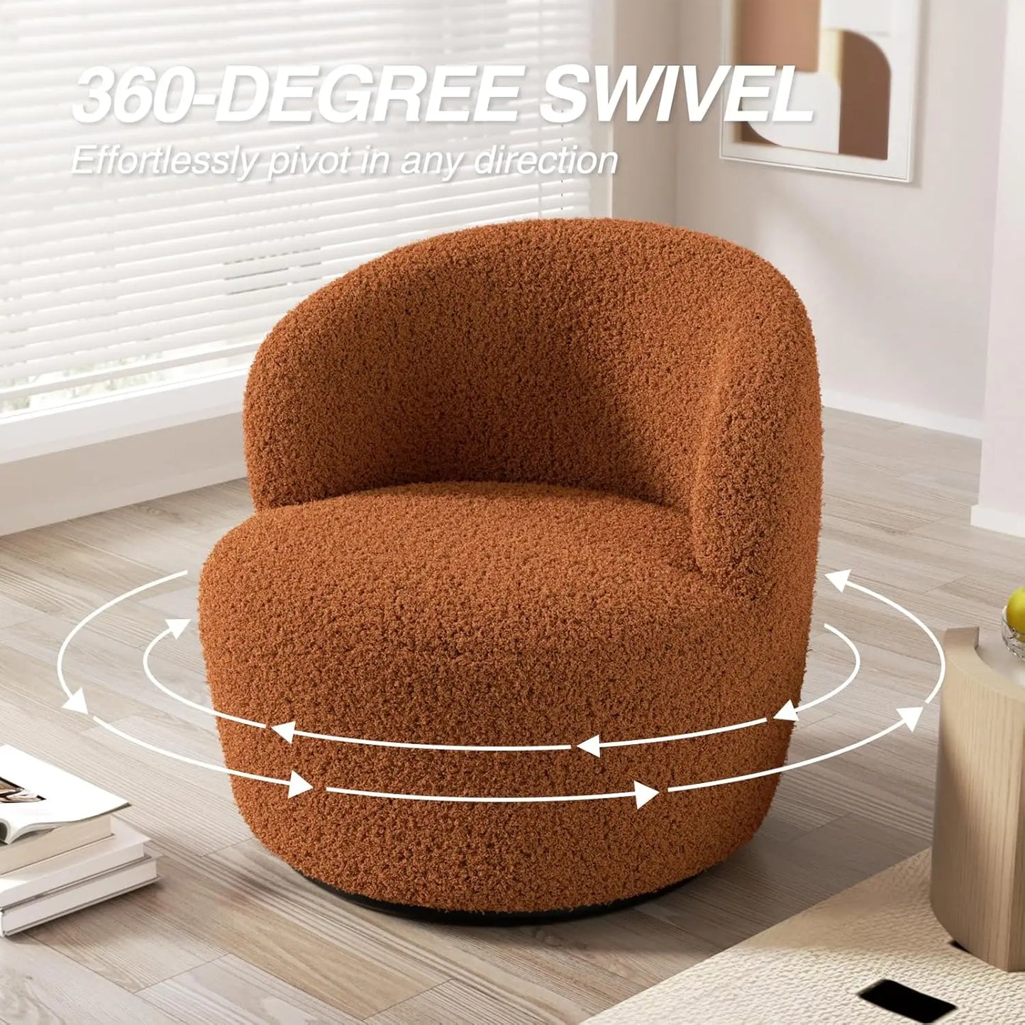 Small Barrel Chair with Soft Padded Armrests for Living Room