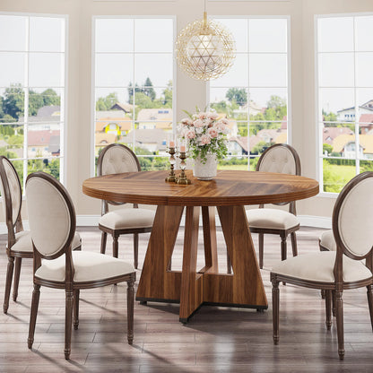Tribesigns 47” Round Dining Table – Farmhouse Kitchen Table for 4