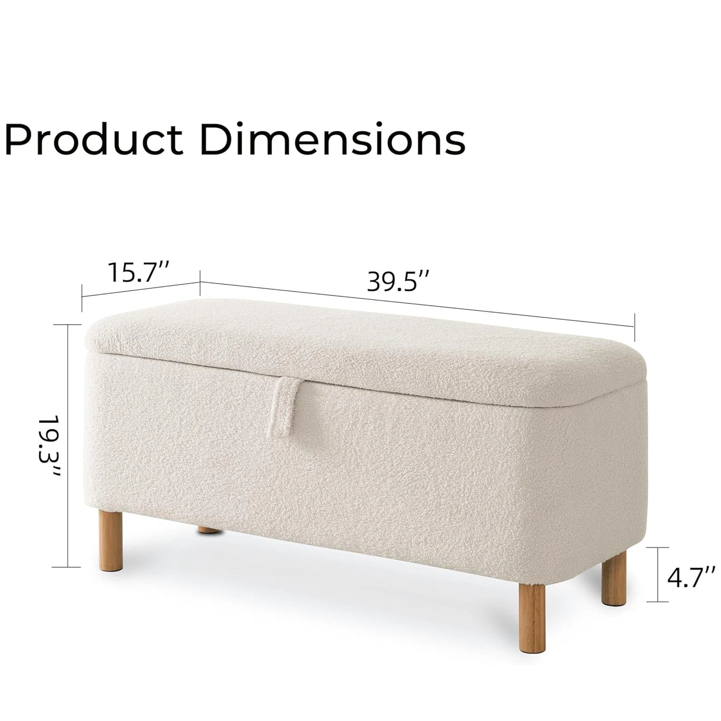 39.5” Boucle Storage Ottoman Bench – Sherpa Upholstered End-of-Bed & Entryway Seat