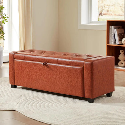 Large Storage Ottoman Bench – Upholstered Tufted Footrest for Living Room & Bedroom