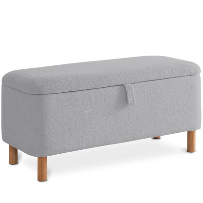 39.5” Boucle Storage Ottoman Bench – Sherpa Upholstered End-of-Bed & Entryway Seat