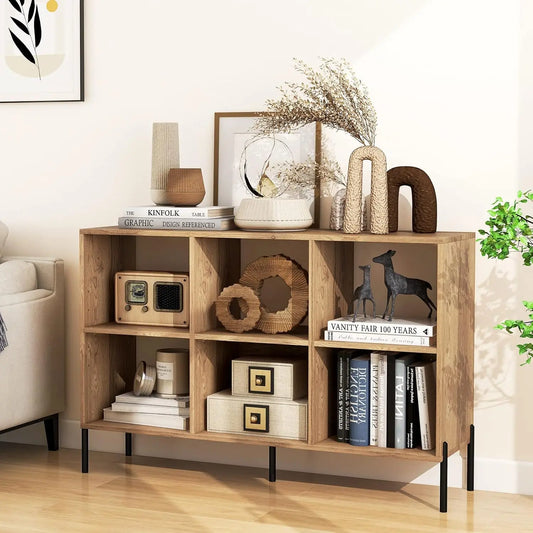 2-Tier Modern Open Wood Storage for Living Room