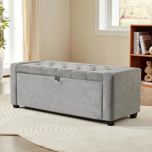 Large Storage Ottoman Bench – Upholstered Tufted Footrest for Living Room & Bedroom