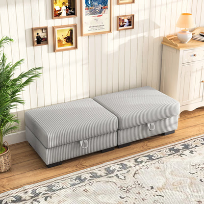 Modern Upholstered Ottoman Set of 2 – Comfortable Fabric Stools for Living Room