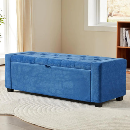 Large Storage Ottoman Bench – Upholstered Tufted Footrest for Living Room & Bedroom
