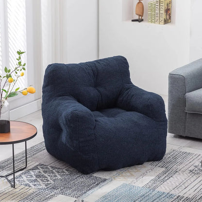 Oversized 37” Tufted Bean Bag Chair – Memory Foam Filled Teddy Fabric Lounger for Adults