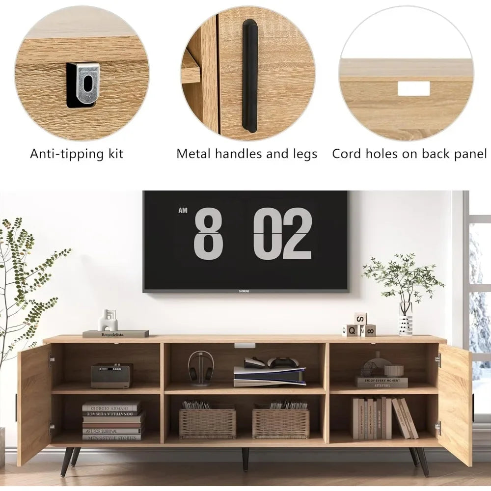Mid-Century Modern 70” TV Stand for up to 75” TVs
