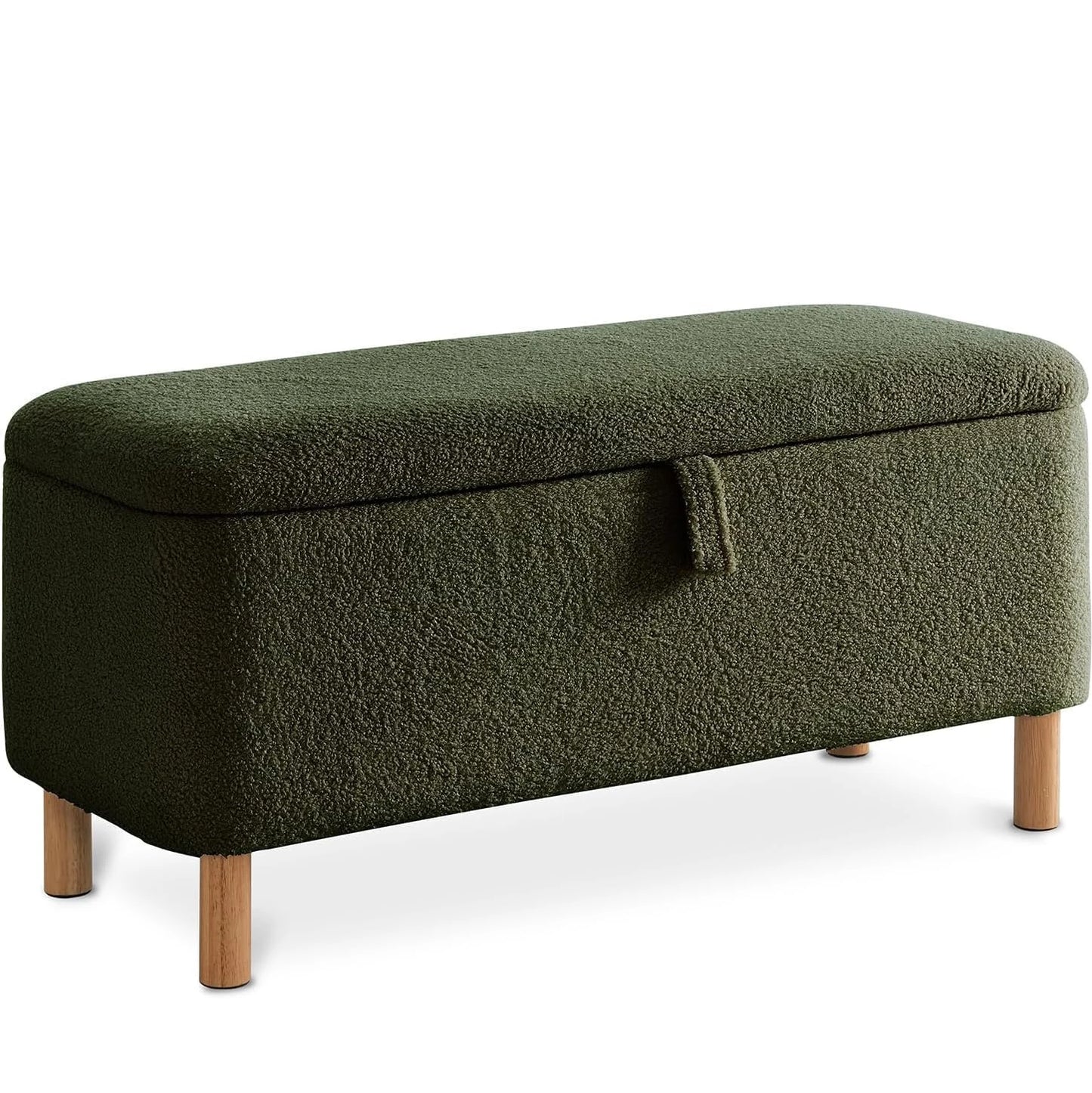 39.5” Boucle Storage Ottoman Bench – Sherpa Upholstered End-of-Bed & Entryway Seat