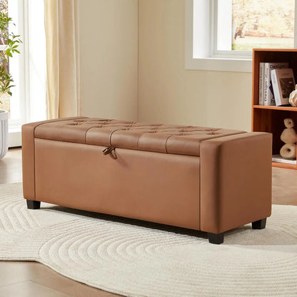 Large Storage Ottoman Bench – Upholstered Tufted Footrest for Living Room & Bedroom