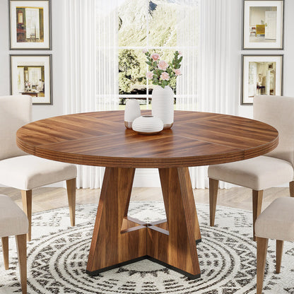 Tribesigns 47” Round Dining Table – Farmhouse Kitchen Table for 4