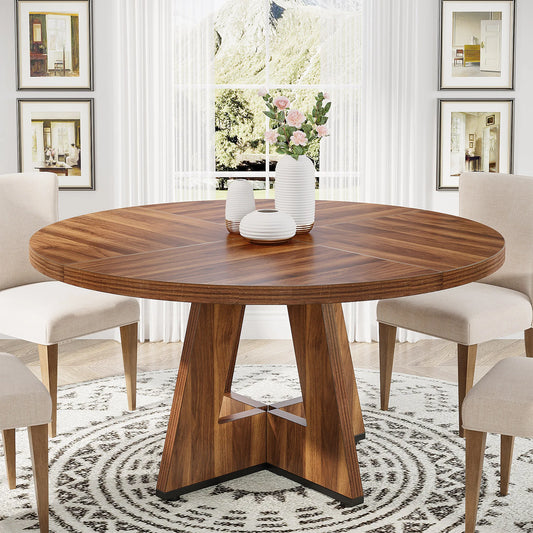 Tribesigns 47” Round Dining Table – Farmhouse Kitchen Table for 4