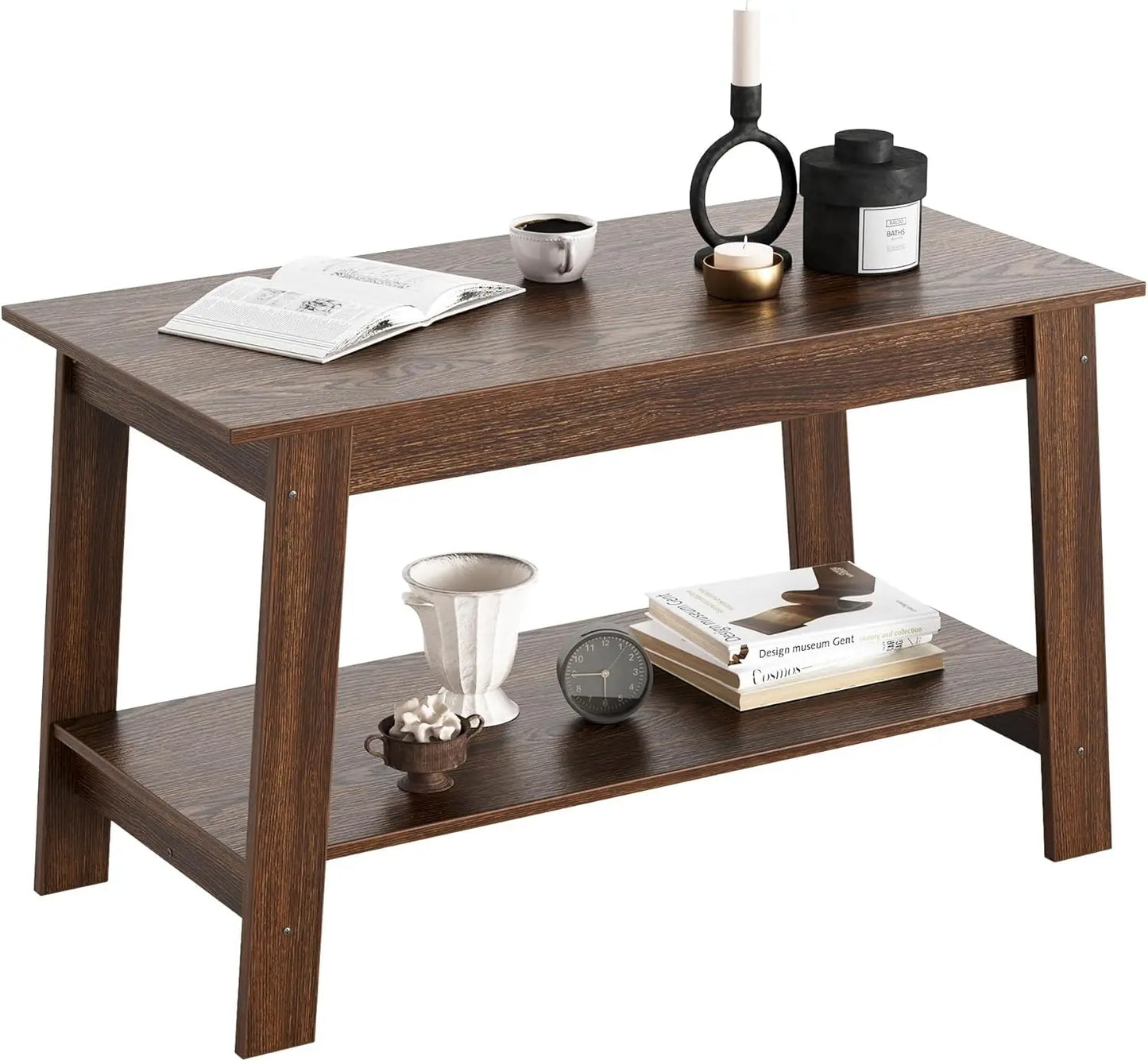 Wooden Coffee Table With Storage Shelf