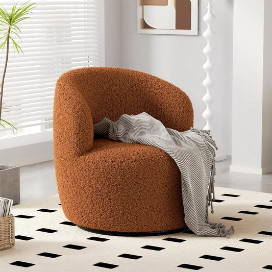 Small Barrel Chair with Soft Padded Armrests for Living Room