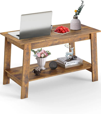 Wooden Coffee Table With Storage Shelf