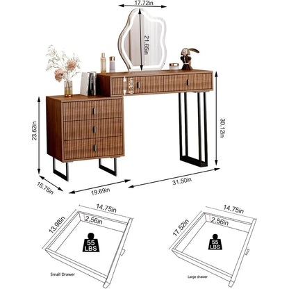Modern Makeup Table with LED Mirror & 5 Drawers
