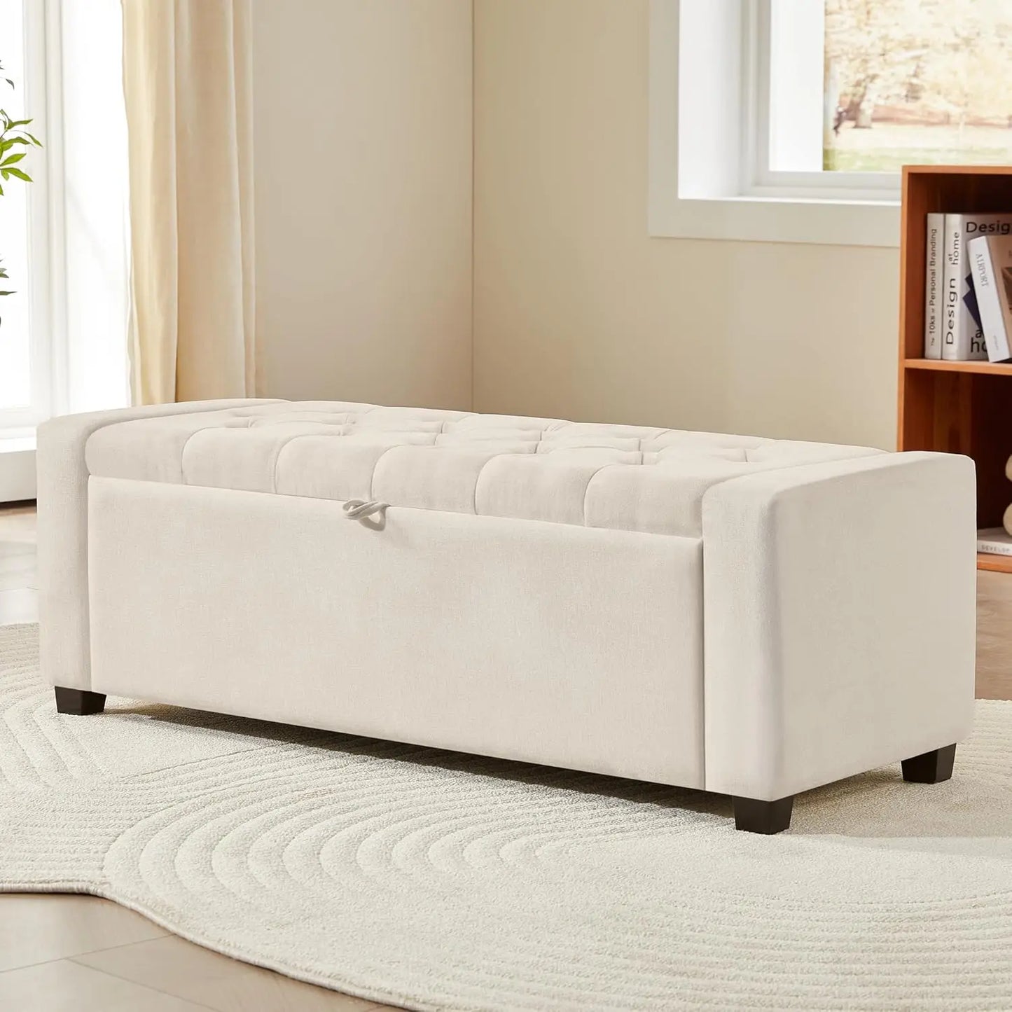 Large Storage Ottoman Bench – Upholstered Tufted Footrest for Living Room & Bedroom