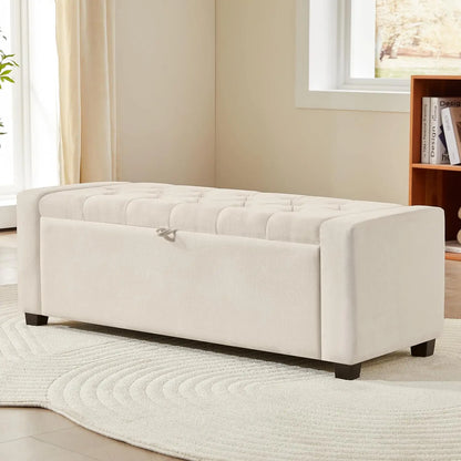 Large Storage Ottoman Bench – Upholstered Tufted Footrest for Living Room & Bedroom