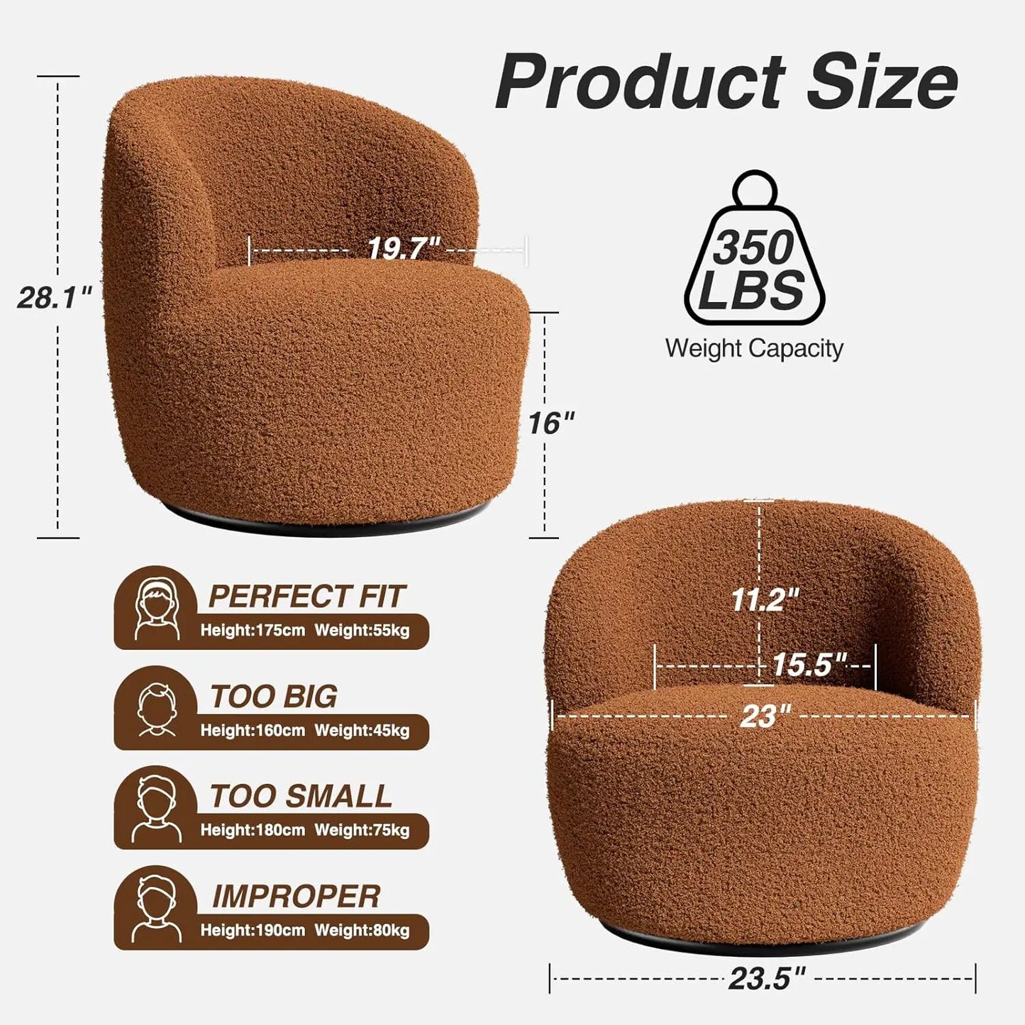 Small Barrel Chair with Soft Padded Armrests for Living Room