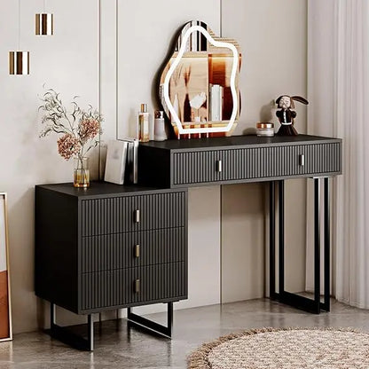 Modern Makeup Table with LED Mirror & 5 Drawers