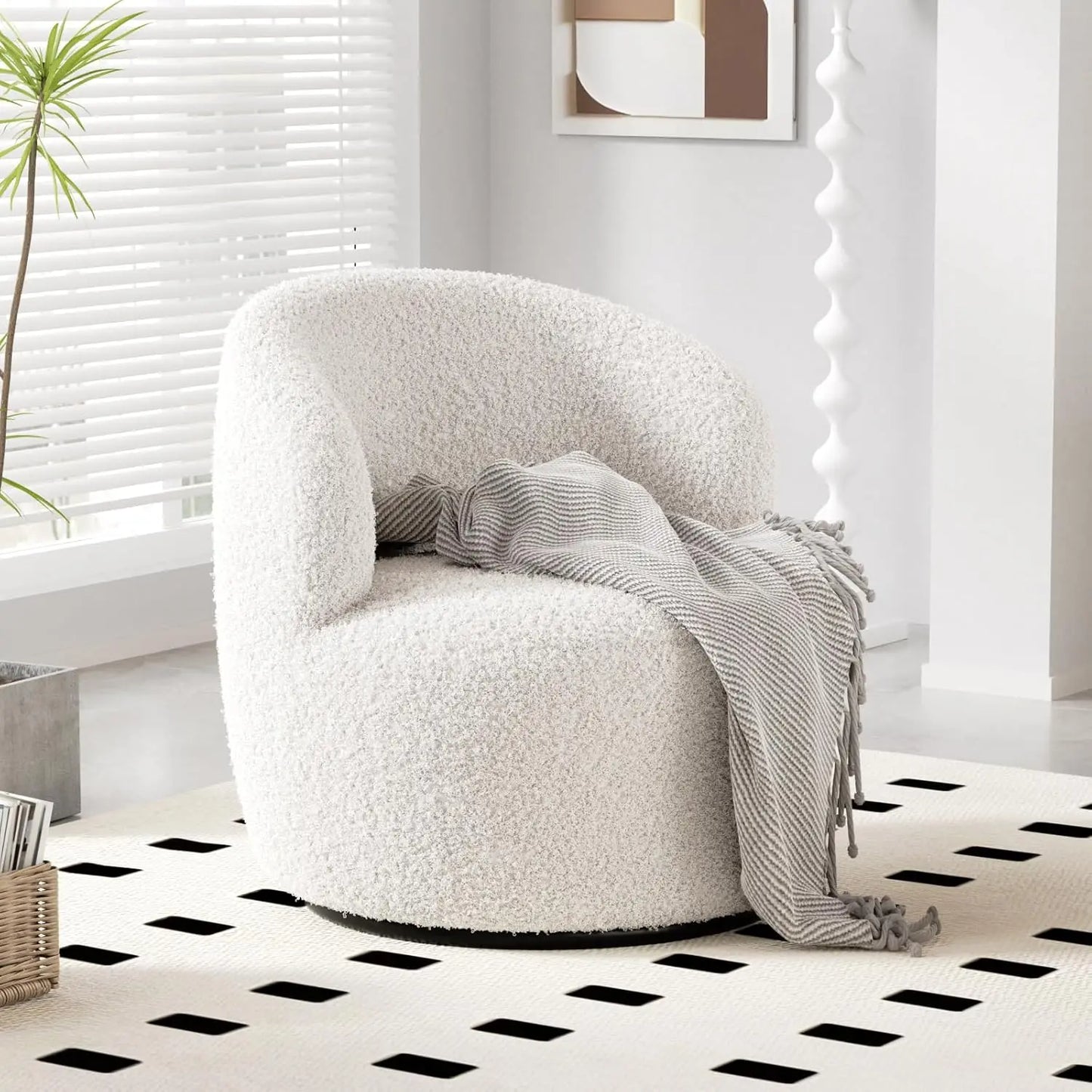 Small Barrel Chair with Soft Padded Armrests for Living Room