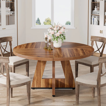 Tribesigns 47” Round Dining Table – Farmhouse Kitchen Table for 4