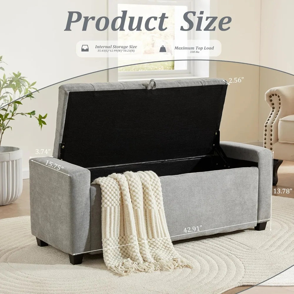 Large Storage Ottoman Bench – Upholstered Tufted Footrest for Living Room & Bedroom