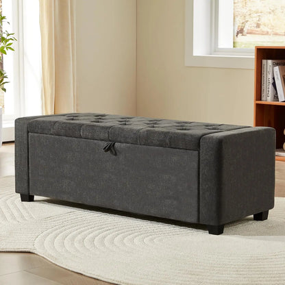 Large Storage Ottoman Bench – Upholstered Tufted Footrest for Living Room & Bedroom
