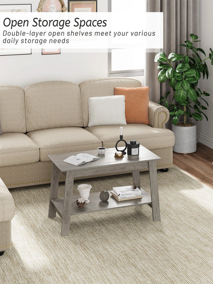 Wooden Coffee Table With Storage Shelf