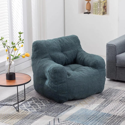 Oversized 37” Tufted Bean Bag Chair – Memory Foam Filled Teddy Fabric Lounger for Adults