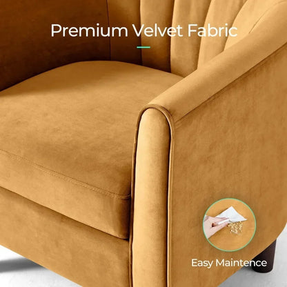 Velvet Barrel Accent Chair – Modern Comfy Armchair with Armrests for Living Room