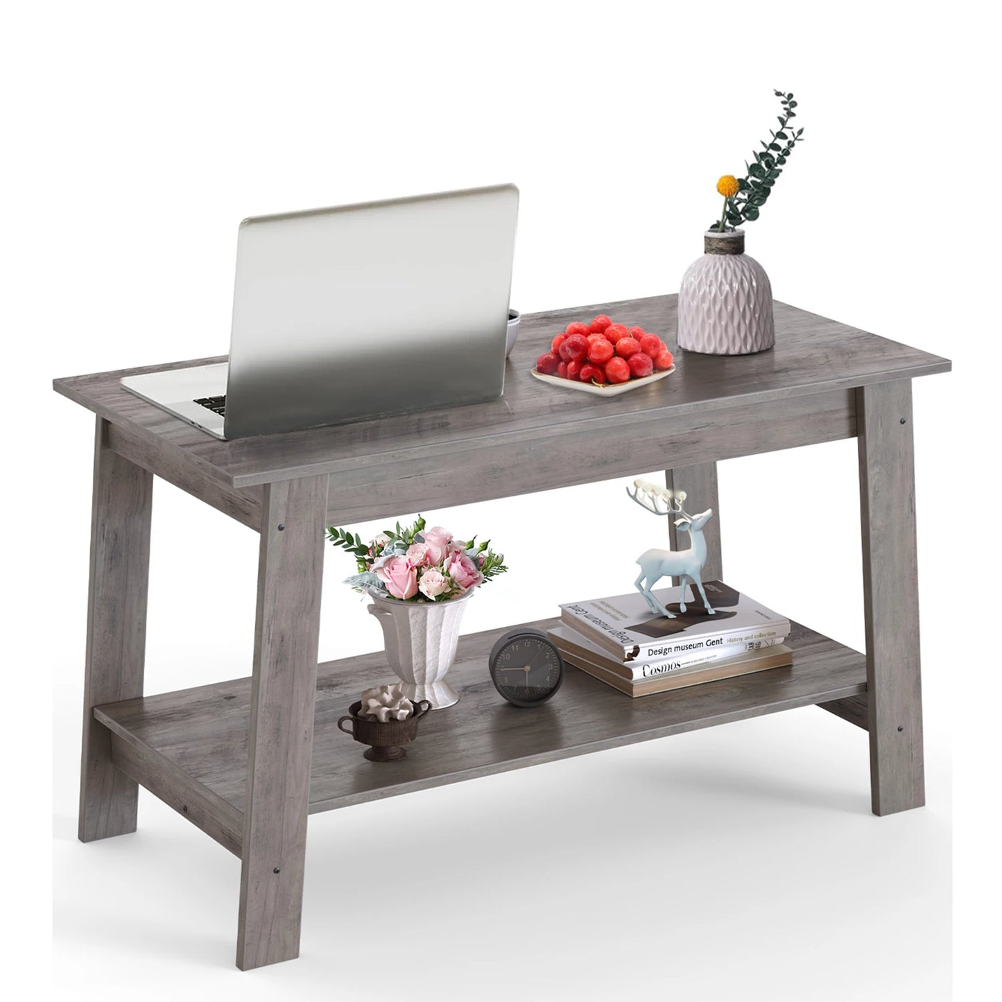Wooden Coffee Table With Storage Shelf