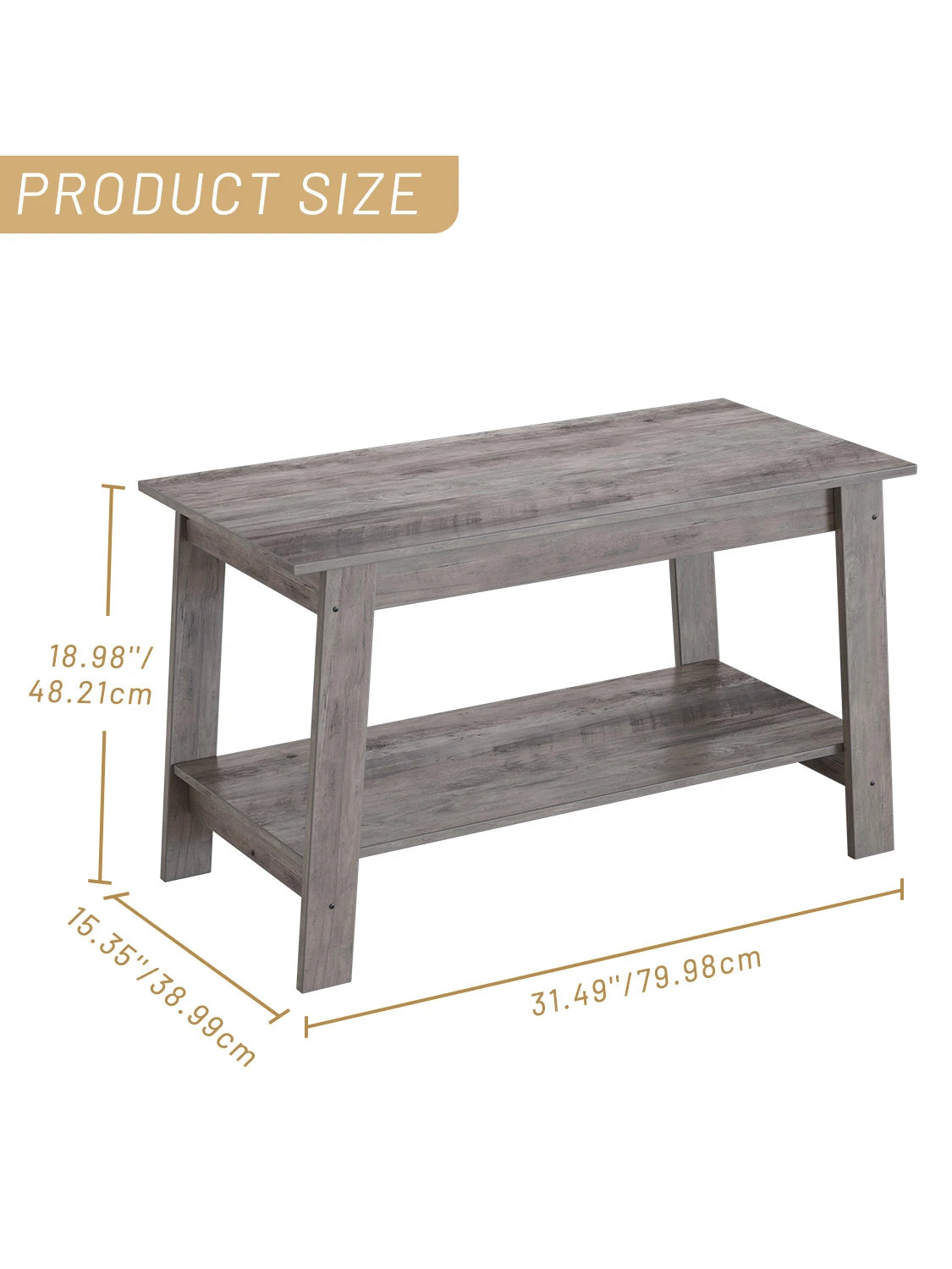 Wooden Coffee Table With Storage Shelf