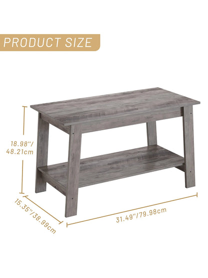 Wooden Coffee Table With Storage Shelf