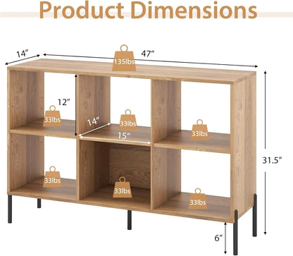 2-Tier Modern Open Wood Storage for Living Room