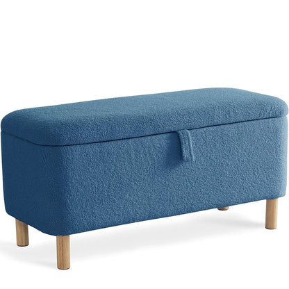 39.5” Boucle Storage Ottoman Bench – Sherpa Upholstered End-of-Bed & Entryway Seat